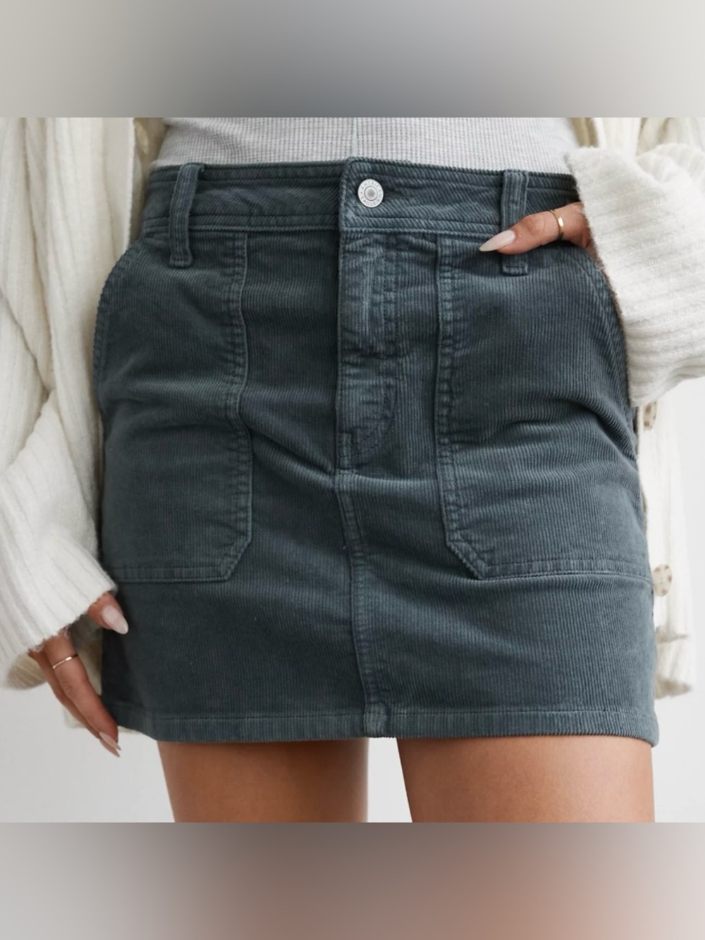 American Eagle Corduroy Skirt Teal Size 16 New